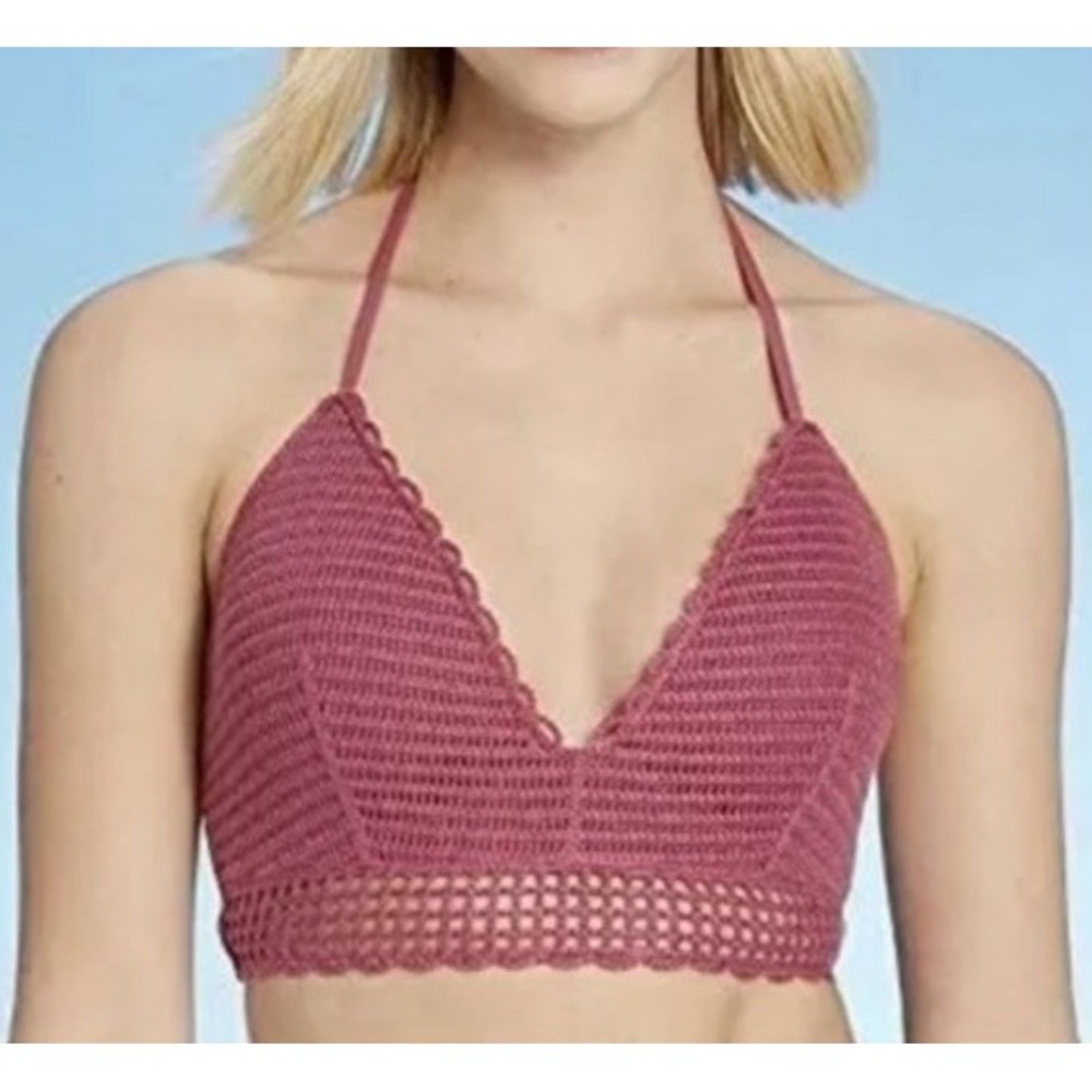 Shady Shore Crochet Mauve Halter Padded Swim Top Size‎ 36D Target